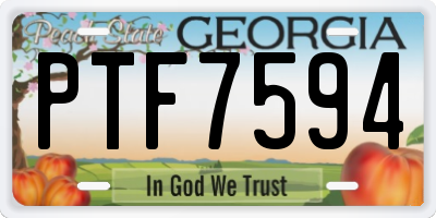 GA license plate PTF7594