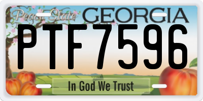 GA license plate PTF7596