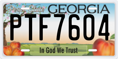 GA license plate PTF7604