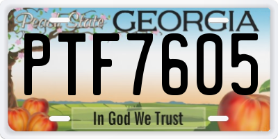 GA license plate PTF7605