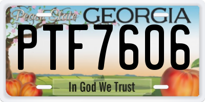GA license plate PTF7606
