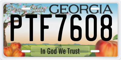 GA license plate PTF7608