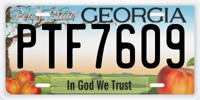 GA license plate PTF7609