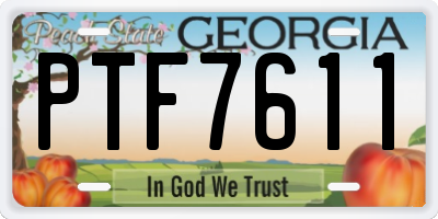 GA license plate PTF7611