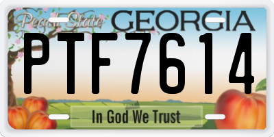 GA license plate PTF7614