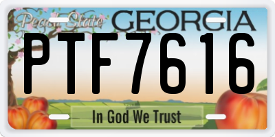 GA license plate PTF7616
