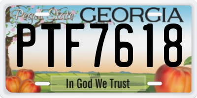 GA license plate PTF7618