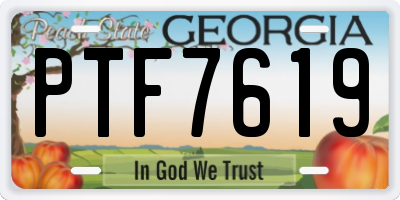 GA license plate PTF7619