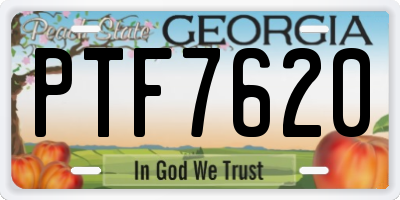 GA license plate PTF7620