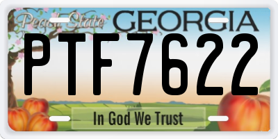 GA license plate PTF7622