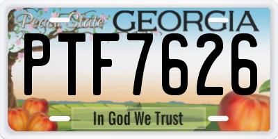 GA license plate PTF7626