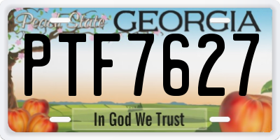 GA license plate PTF7627