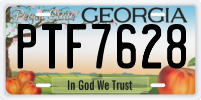 GA license plate PTF7628