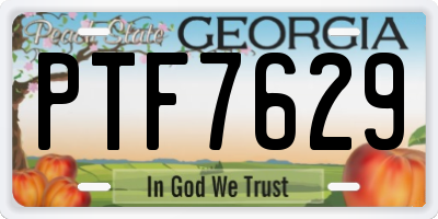 GA license plate PTF7629