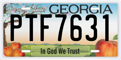 GA license plate PTF7631