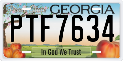 GA license plate PTF7634