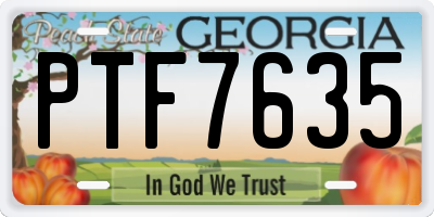 GA license plate PTF7635