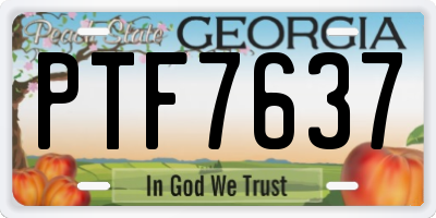 GA license plate PTF7637