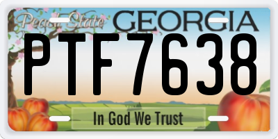 GA license plate PTF7638