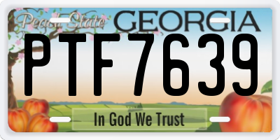 GA license plate PTF7639
