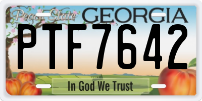 GA license plate PTF7642