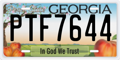 GA license plate PTF7644