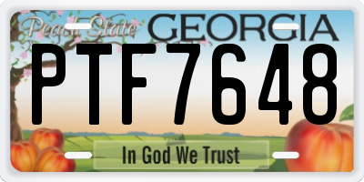 GA license plate PTF7648