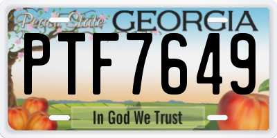 GA license plate PTF7649