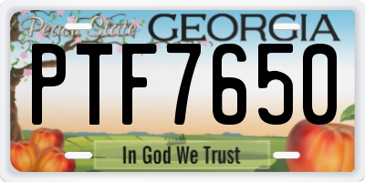 GA license plate PTF7650