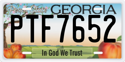 GA license plate PTF7652