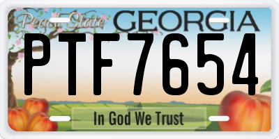 GA license plate PTF7654