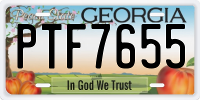 GA license plate PTF7655