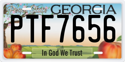GA license plate PTF7656