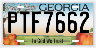 GA license plate PTF7662