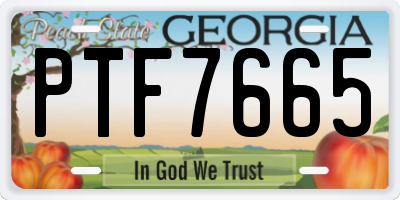 GA license plate PTF7665