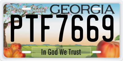 GA license plate PTF7669