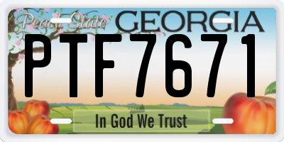 GA license plate PTF7671