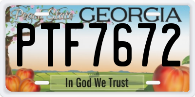 GA license plate PTF7672