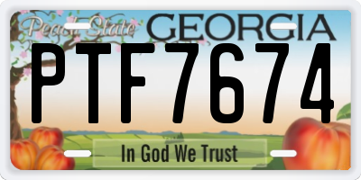 GA license plate PTF7674