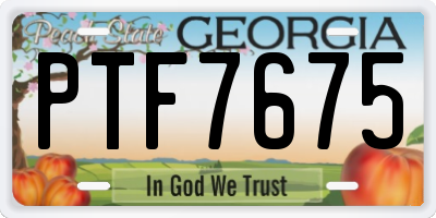 GA license plate PTF7675