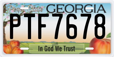 GA license plate PTF7678