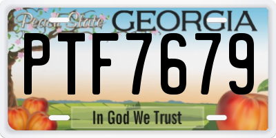 GA license plate PTF7679