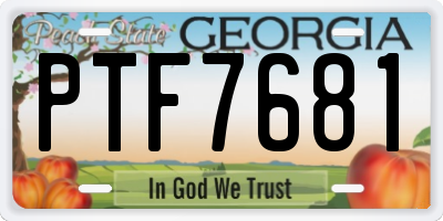 GA license plate PTF7681