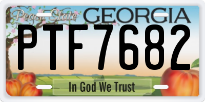 GA license plate PTF7682