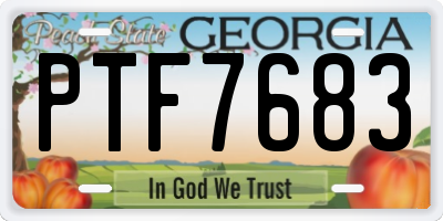 GA license plate PTF7683