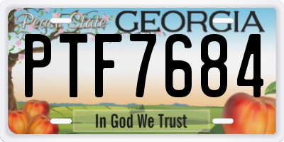 GA license plate PTF7684