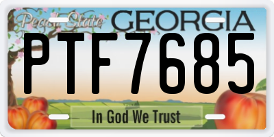 GA license plate PTF7685