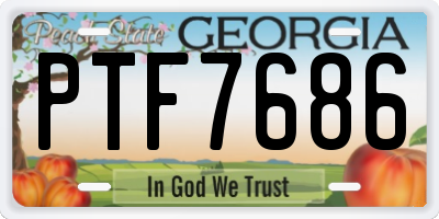 GA license plate PTF7686