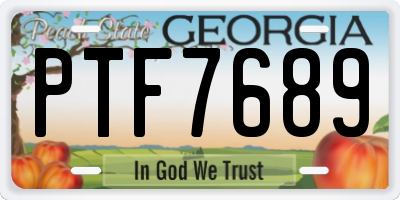 GA license plate PTF7689