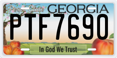 GA license plate PTF7690
